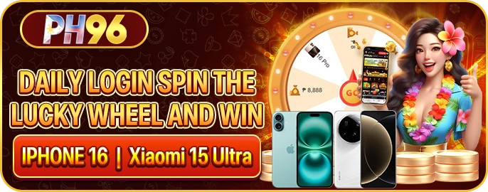 PH96 online casino welcome bonus screen showing registration and login options